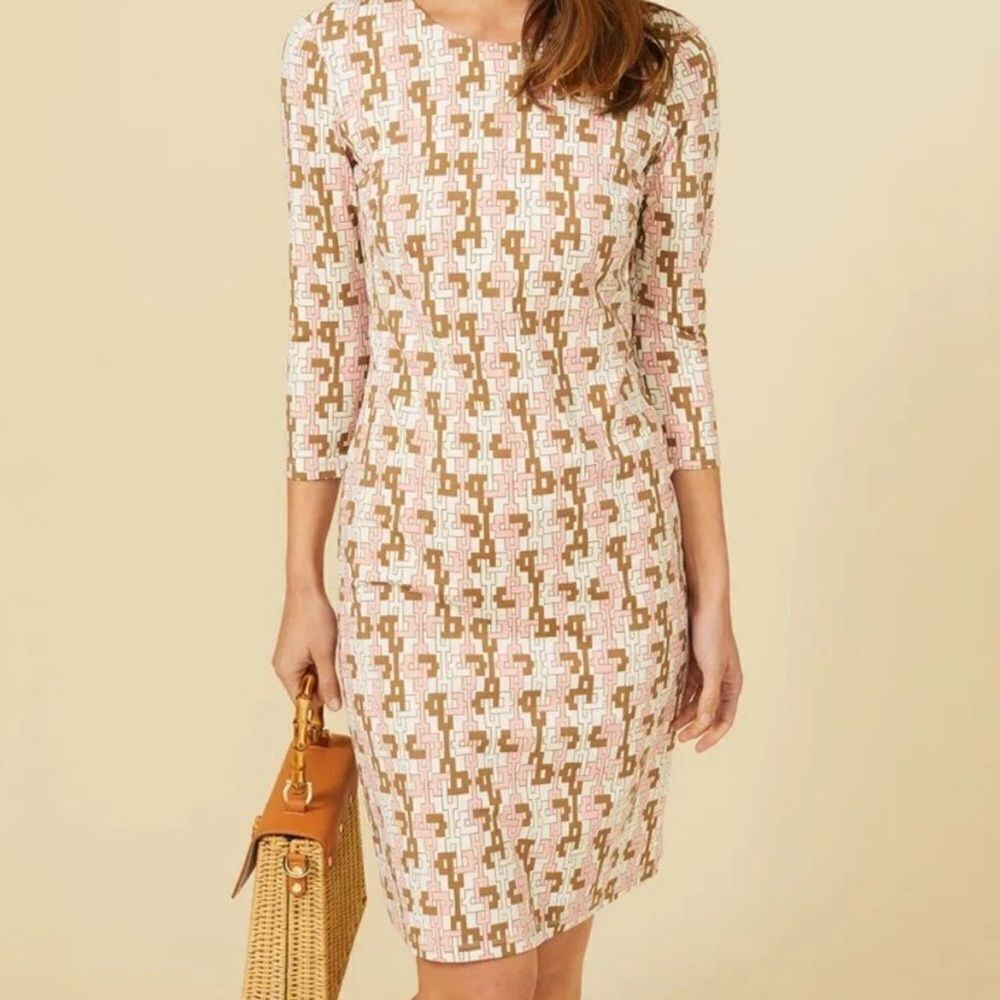J. McLaughlin Sophia islet link Catalina cloth dress‎ 3/4 sleeve medium